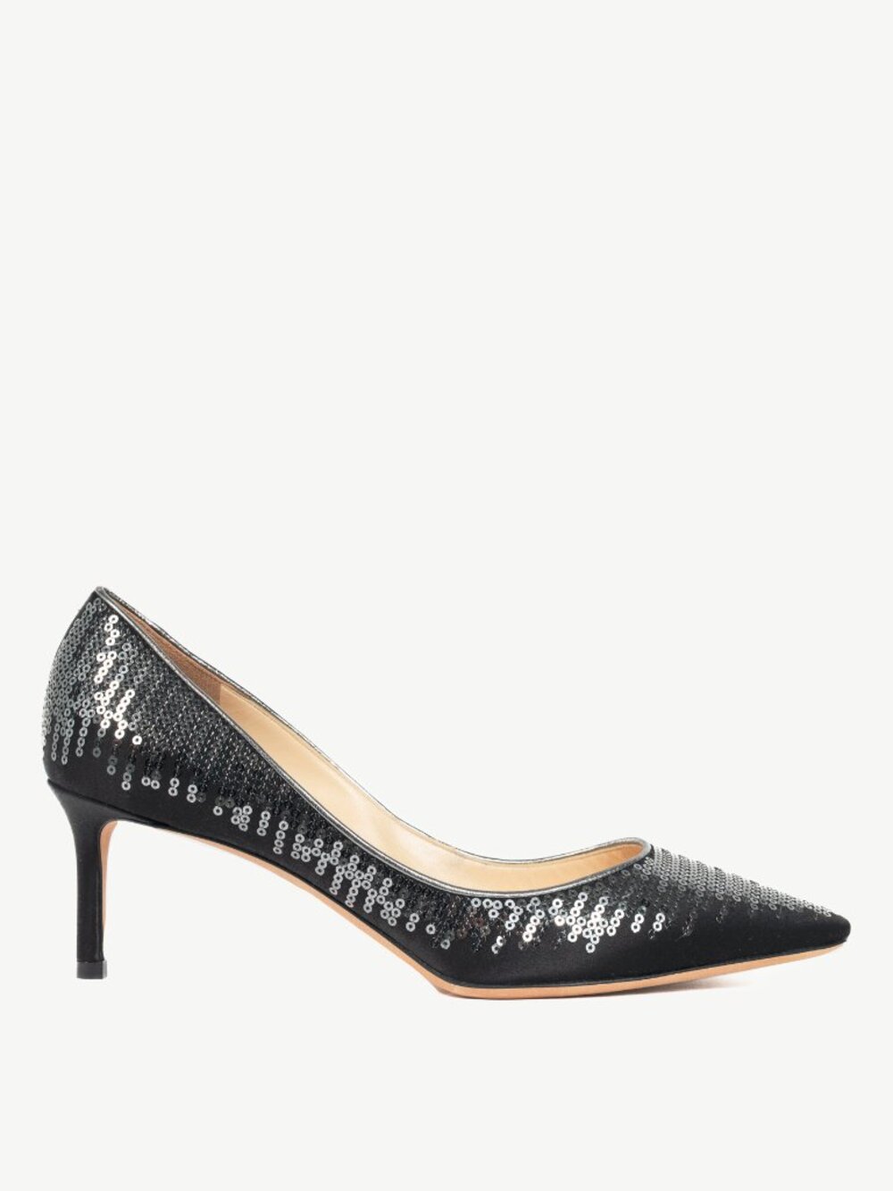 Jimmy Choo Romy 60 Black & Gunmetal Degrade Pailettes on Satin Pumps
